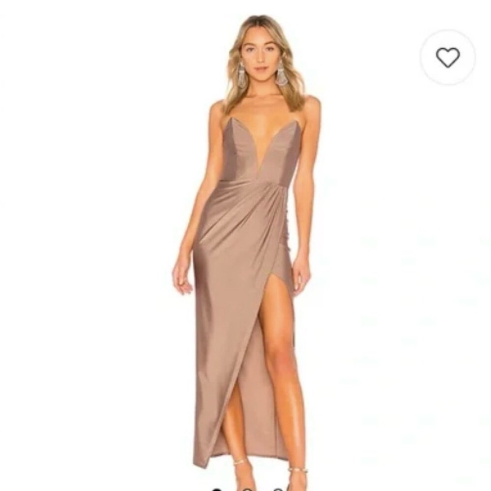 Michael Costello  X revolve taupe evening dress